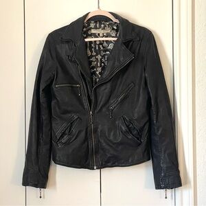 What Goes Around Comes Around Anthropologie Black Leather Moto Soft Jacket M